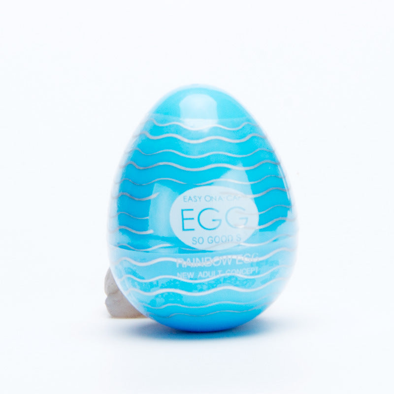 Egg Rainbow Egg Pocket Masturbator - Sky Blue with Waves Type