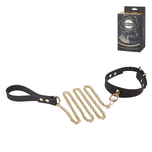 Luxury Silicone Collar with Gold Chain Leash