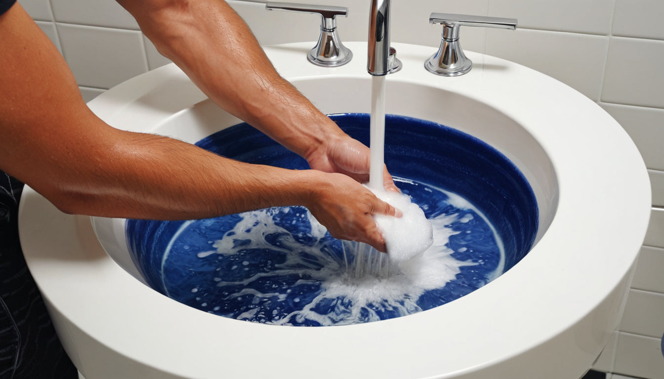 Washing a sex toy with warm water